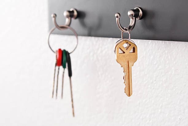 Keys on a key rack