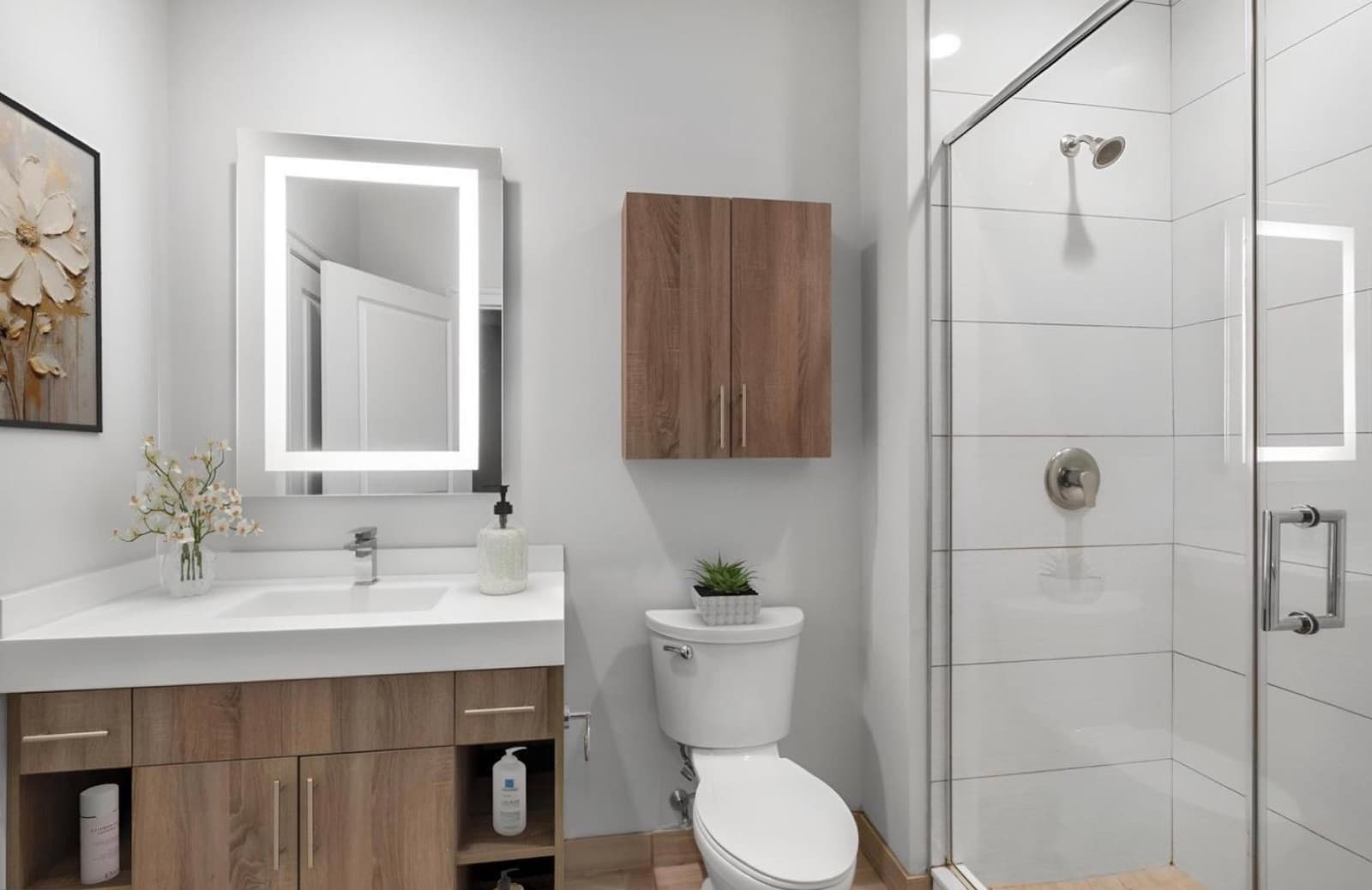 Modern bathroom with walk-in shower