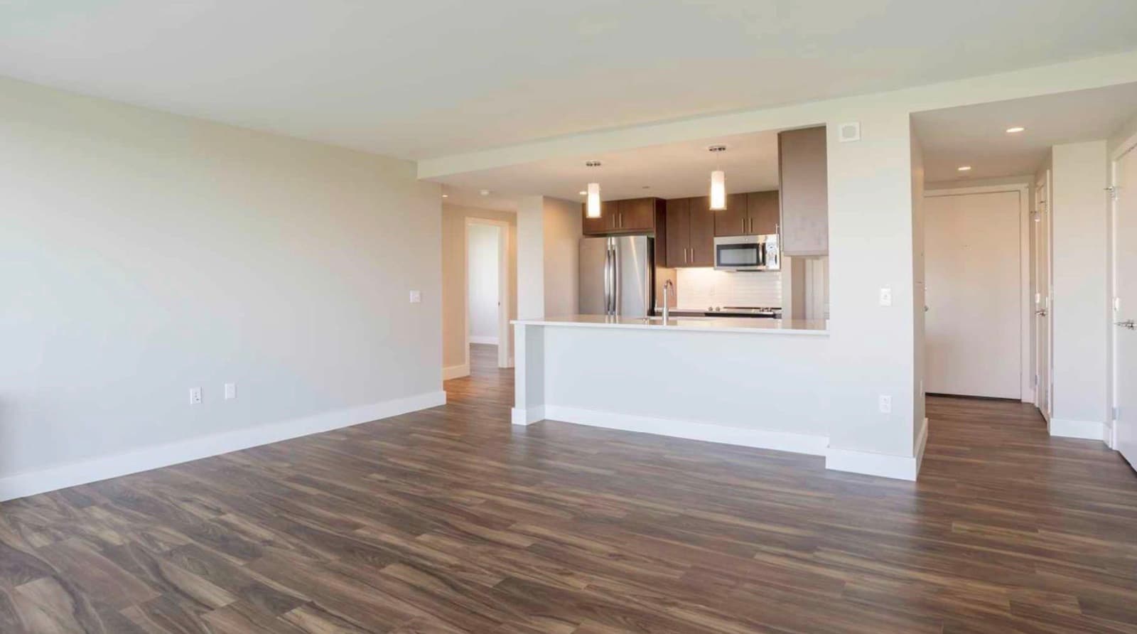 Open living and kitchen layout