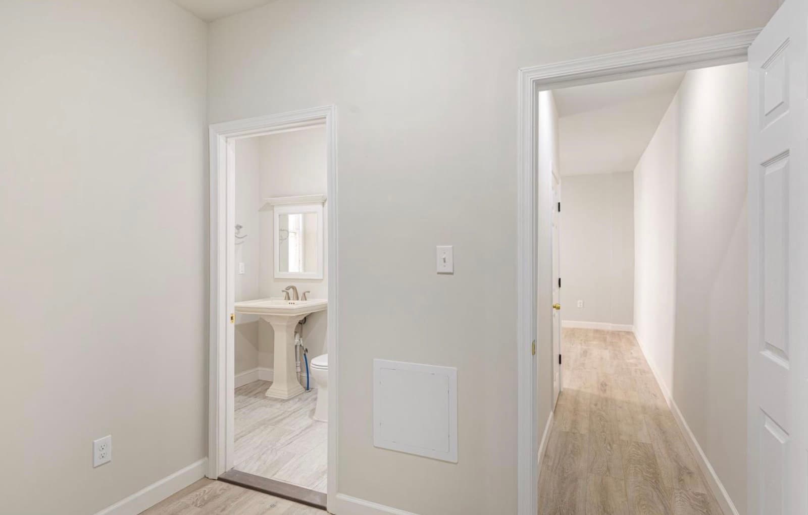 Hallway with bathroom