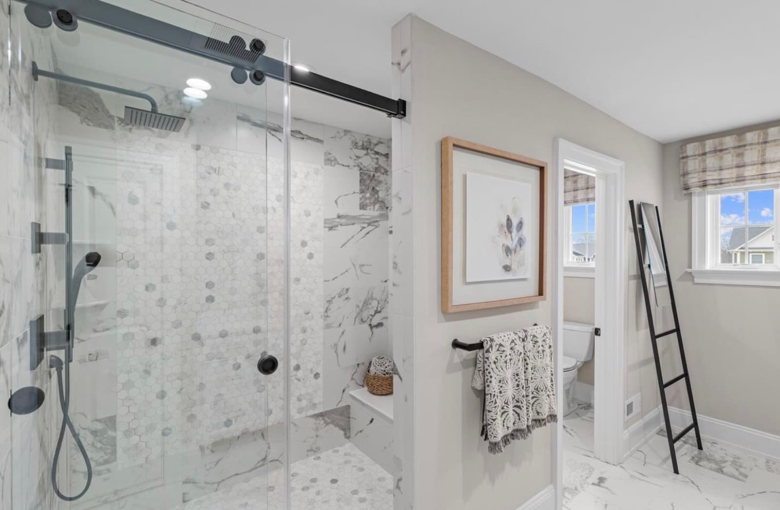 Primary bathroom with glass shower
